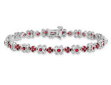 Lab Created Ruby Floral Bracelet 2.20 Carat (ctw) in 14K White Gold